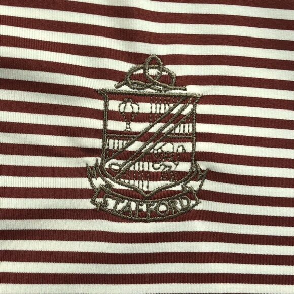 FootJoy Mens Polo Shirt Large Short Sleeve Striped Casual Classic Travel Red - Picture 6 of 13